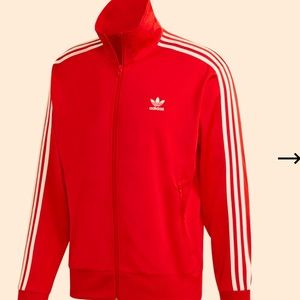 NEW! Medium-Vibrant Red& white Addidas jacket!
